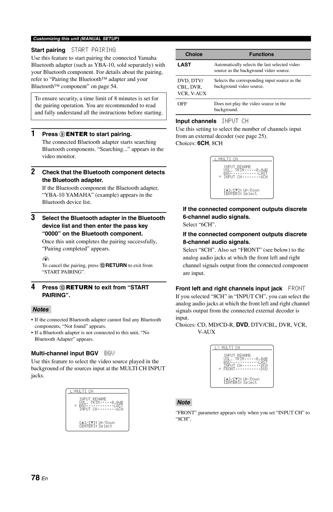 Yamaha DSP-AX763 owner manual 78 En 