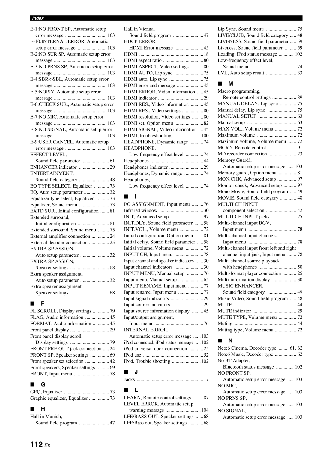 Yamaha DSP-AX863SE owner manual 112 En 