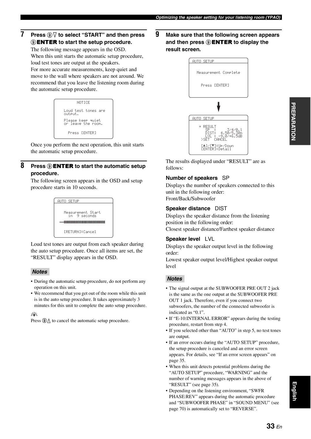 Yamaha DSP-AX863SE owner manual 33 En 