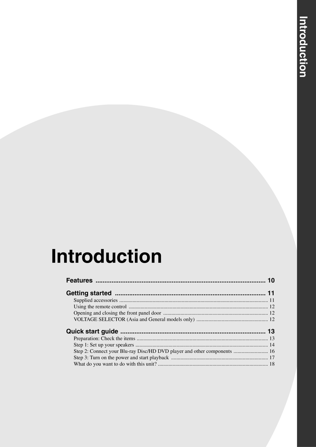 Yamaha DSP-Z11 owner manual Introduction, Features, Getting started, Quick start guide 