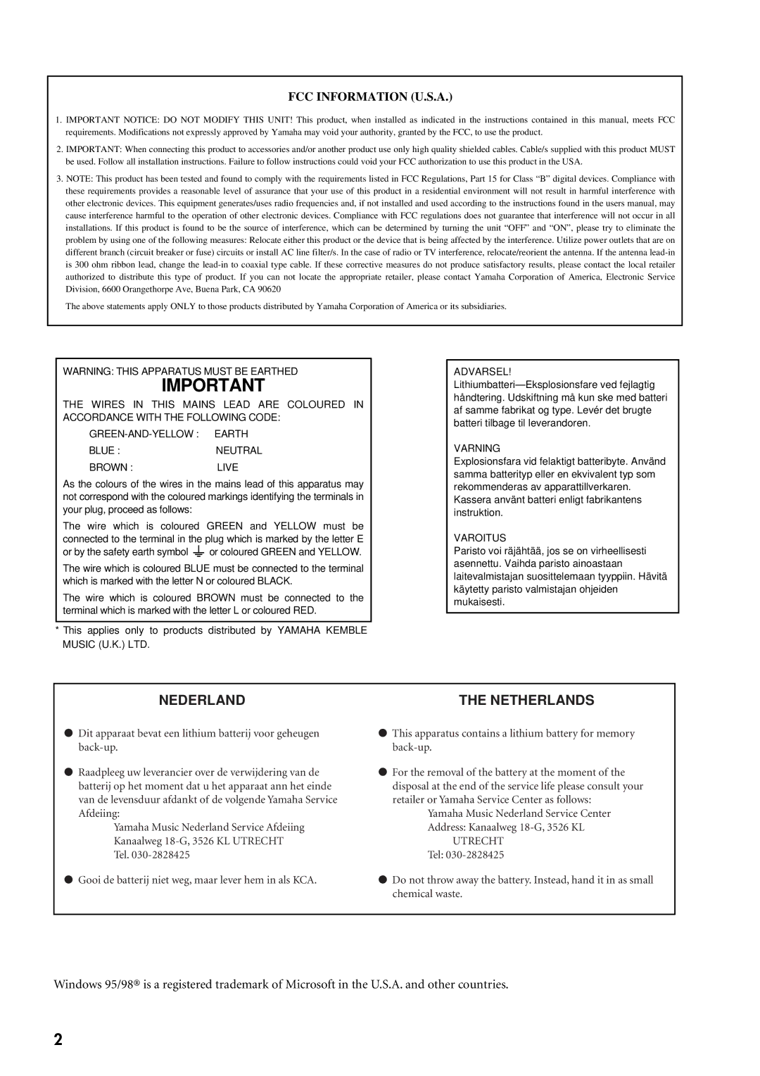 Yamaha DSP1D-EX owner manual Varning, Varoitus 