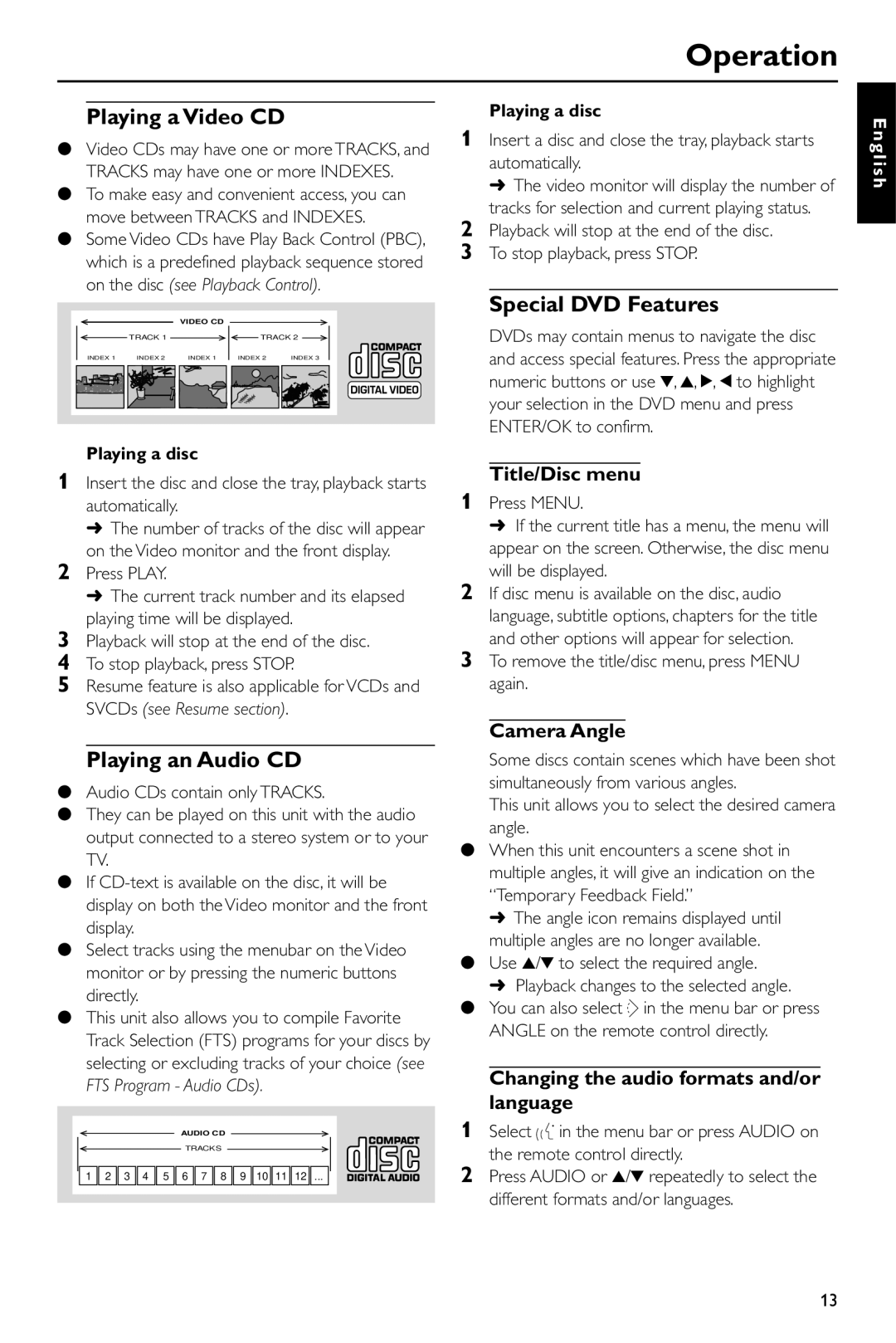 Yamaha DV-S5550 owner manual Playing a Video CD, Special DVD Features, Playing an Audio CD 