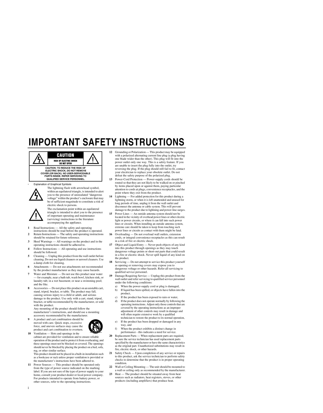 Yamaha DV-S5950 manual Important Safety Instructions 