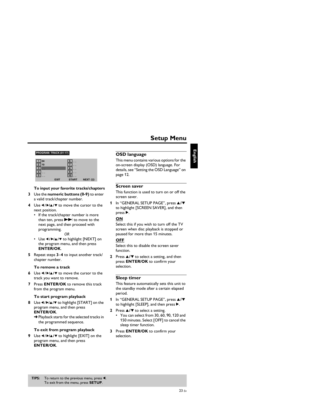 Yamaha DV-S5950 manual OSD language, Screen saver, Sleep timer, Off 