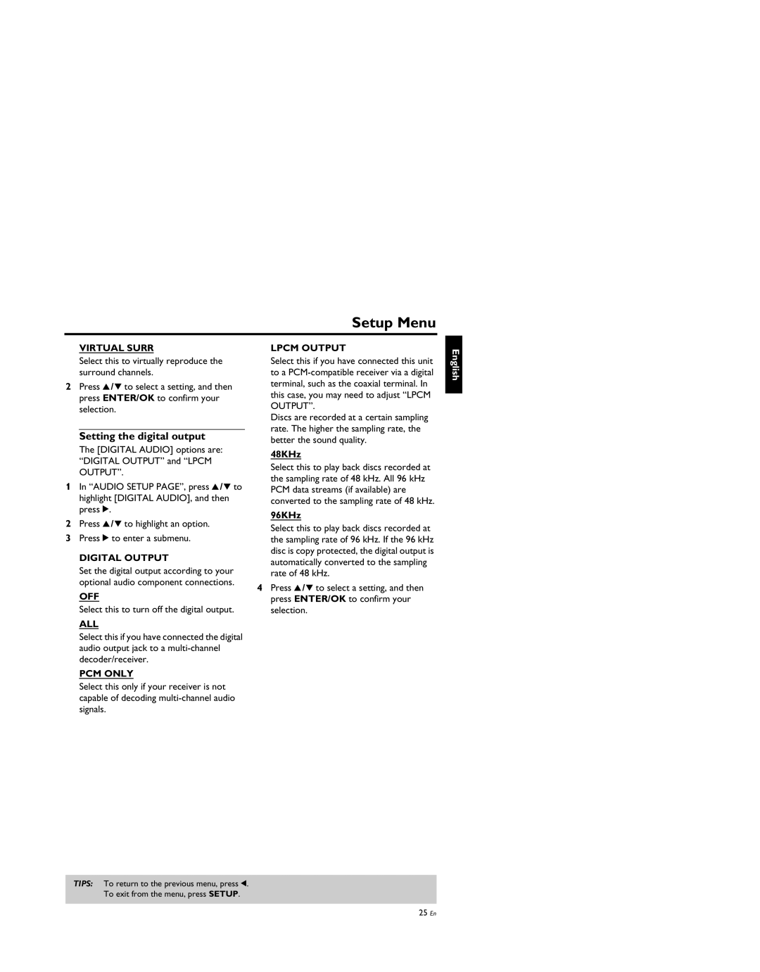 Yamaha DV-S5950 manual Setting the digital output 