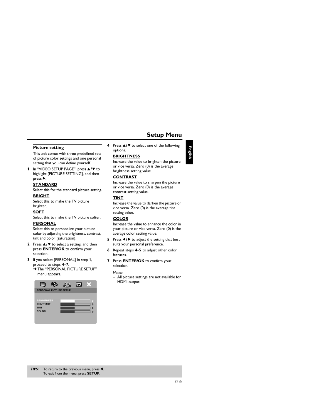 Yamaha DV-S5950 manual Picture setting 