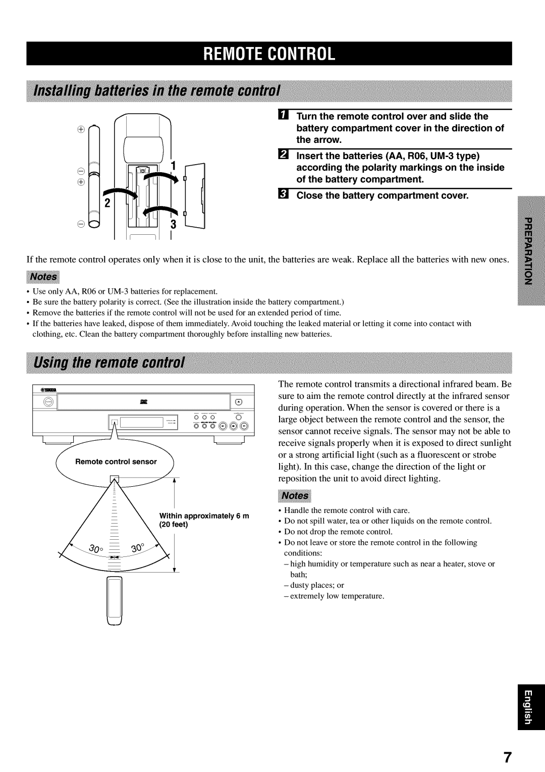 Yamaha DVD-C920 owner manual @@@, Within approximately 6 m Feet 