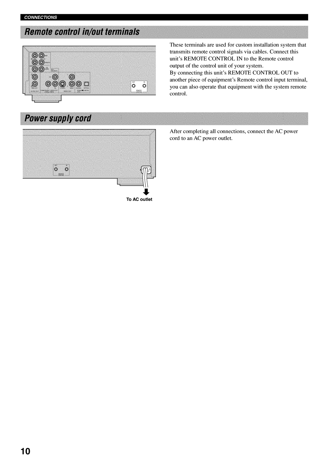 Yamaha DVD-C920 owner manual These terminals are used for custom installation system that 