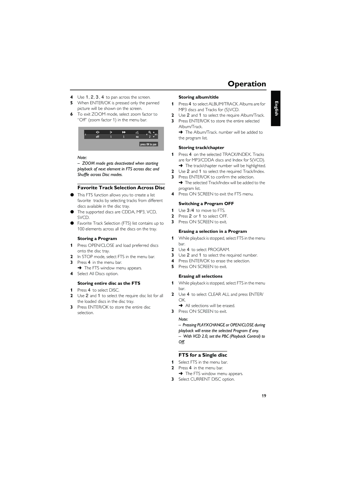 Yamaha DVD CHANGER owner manual Favorite Track Selection Across Disc, FTS for a Single disc 