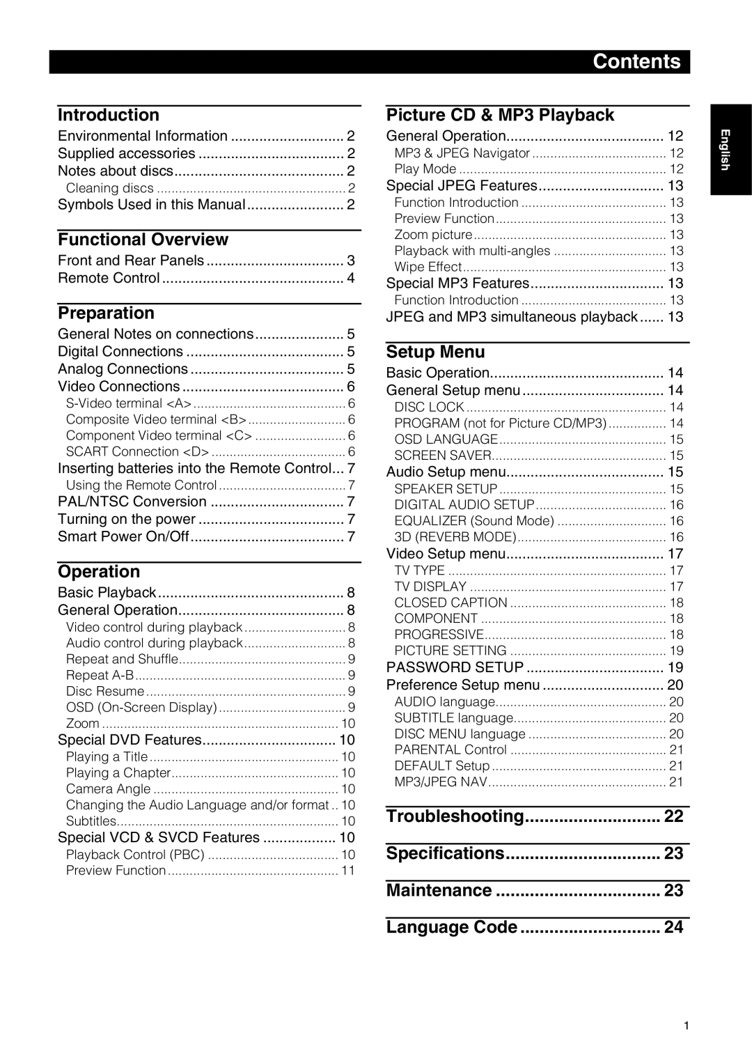 Yamaha DVD-E600 owner manual Contents 