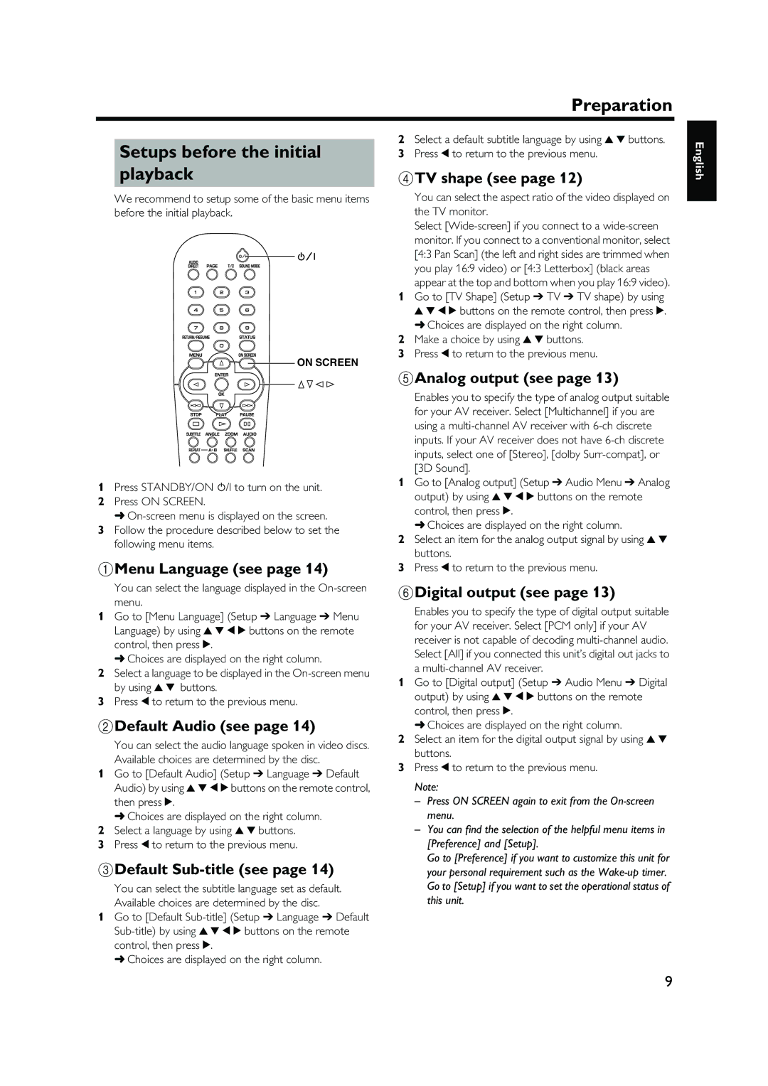 Yamaha DVD-S1500 owner manual Preparation Setups before the initial playback 