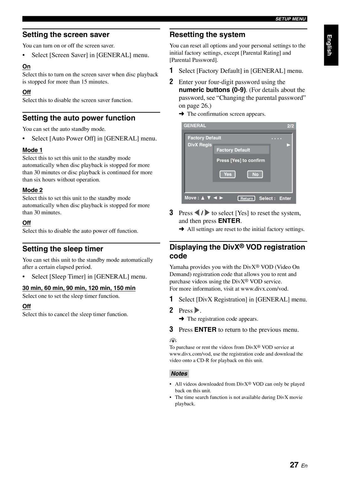 Yamaha DVD-S1700B manual 27 En 