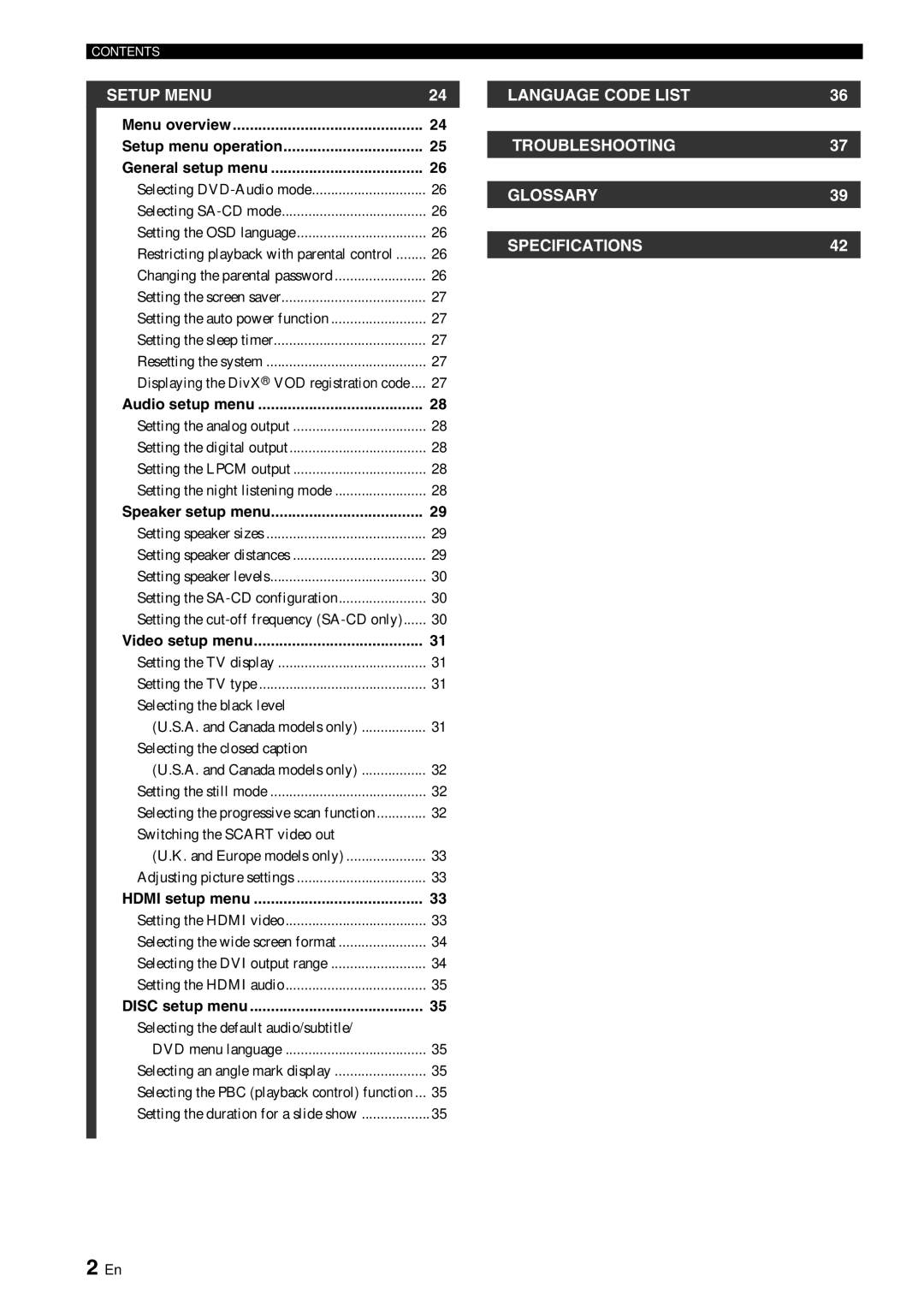 Yamaha DVD-S1700B manual Language Code List Troubleshooting Glossary Specifications 