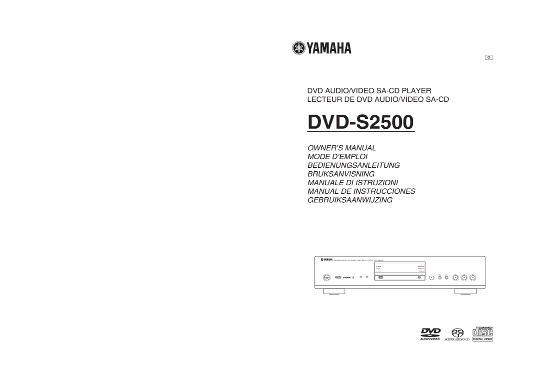 Yamaha DVD-S2500 owner manual 