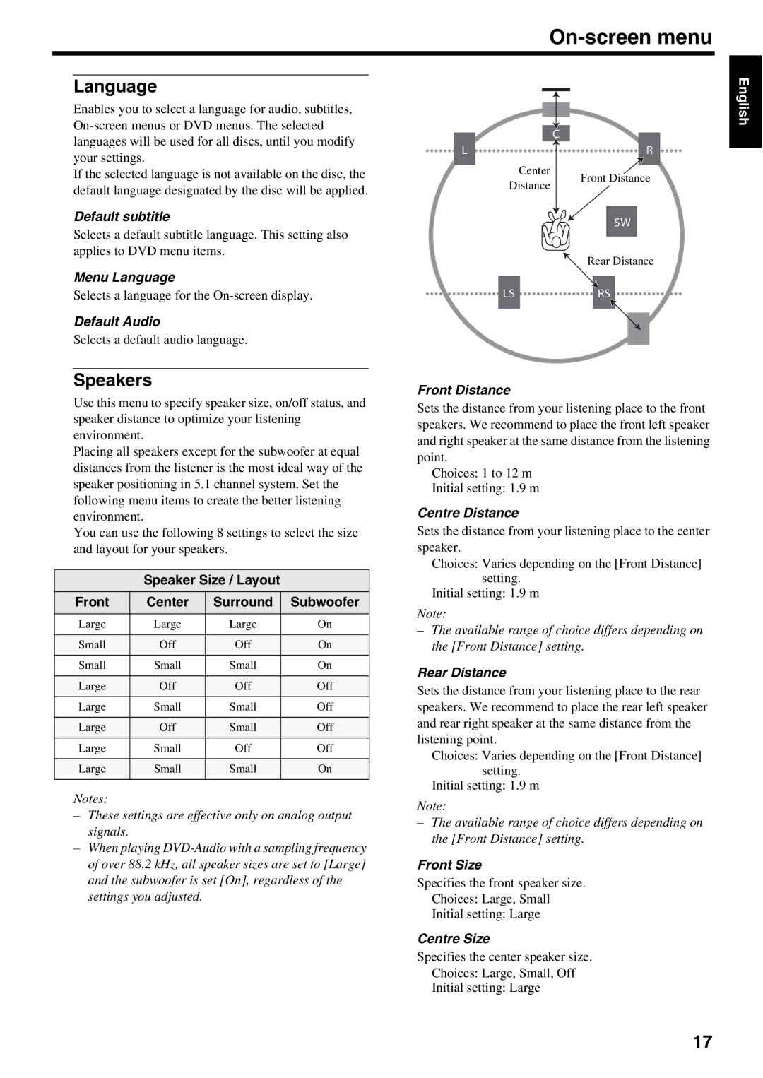 Yamaha DVD-S2500 owner manual Language, Speakers 