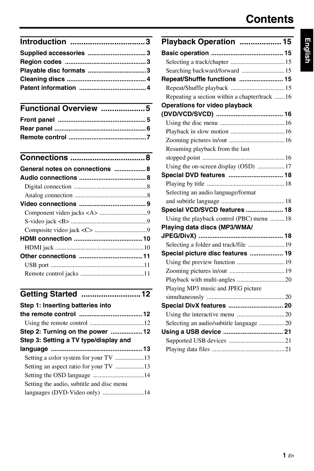 Yamaha DVD-S661 manual Contents 