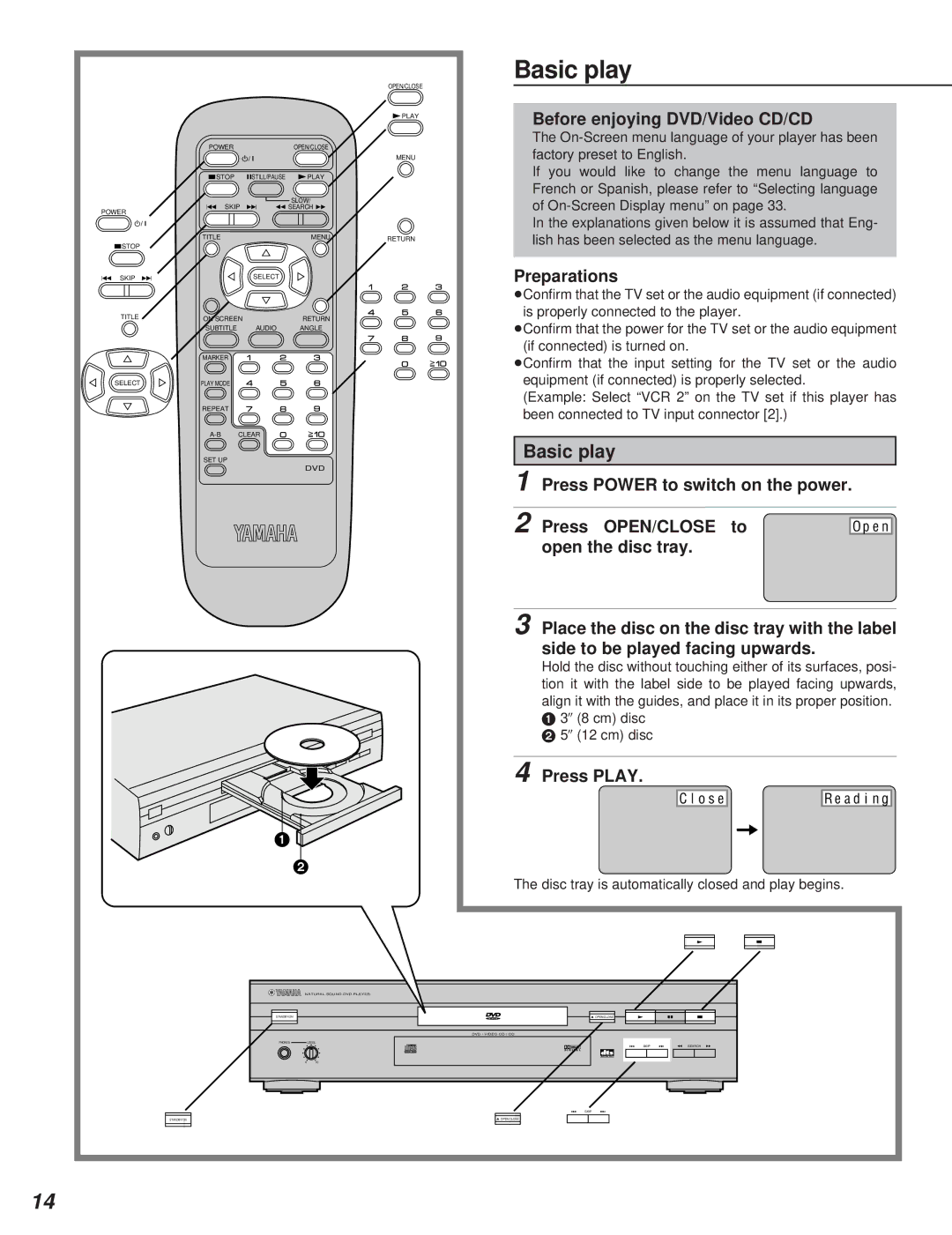 Yamaha DVD-S795 manual Basic play 