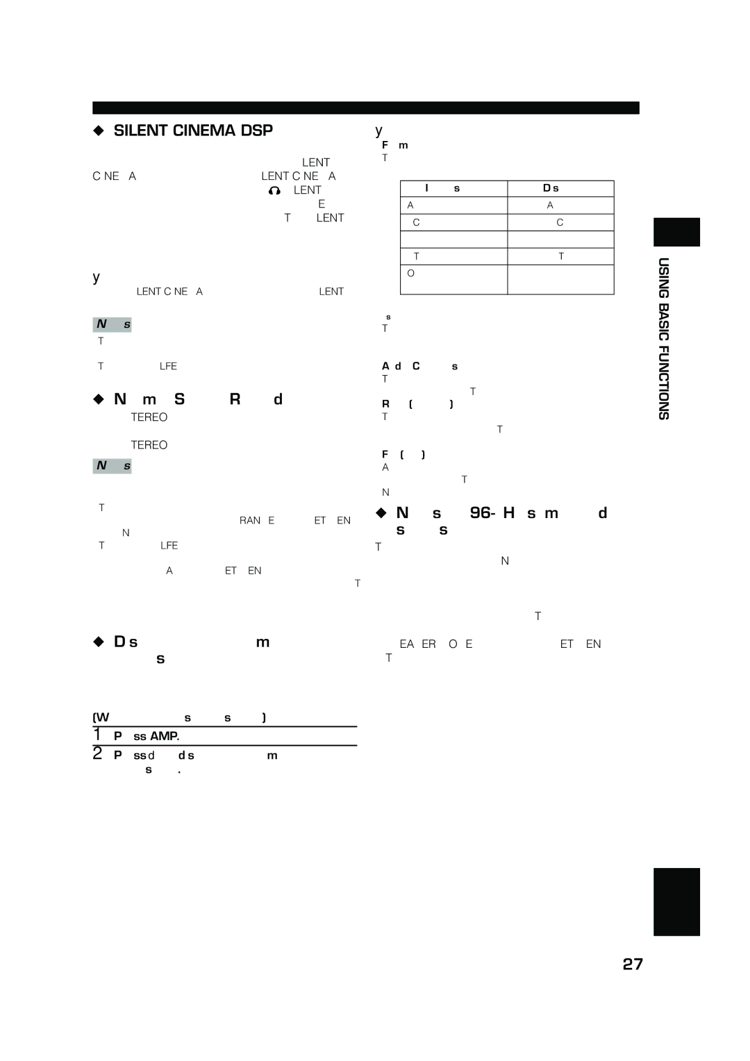 Yamaha DVX-S100 owner manual Normal Stereo Reproduction, Displaying the information about input signal 