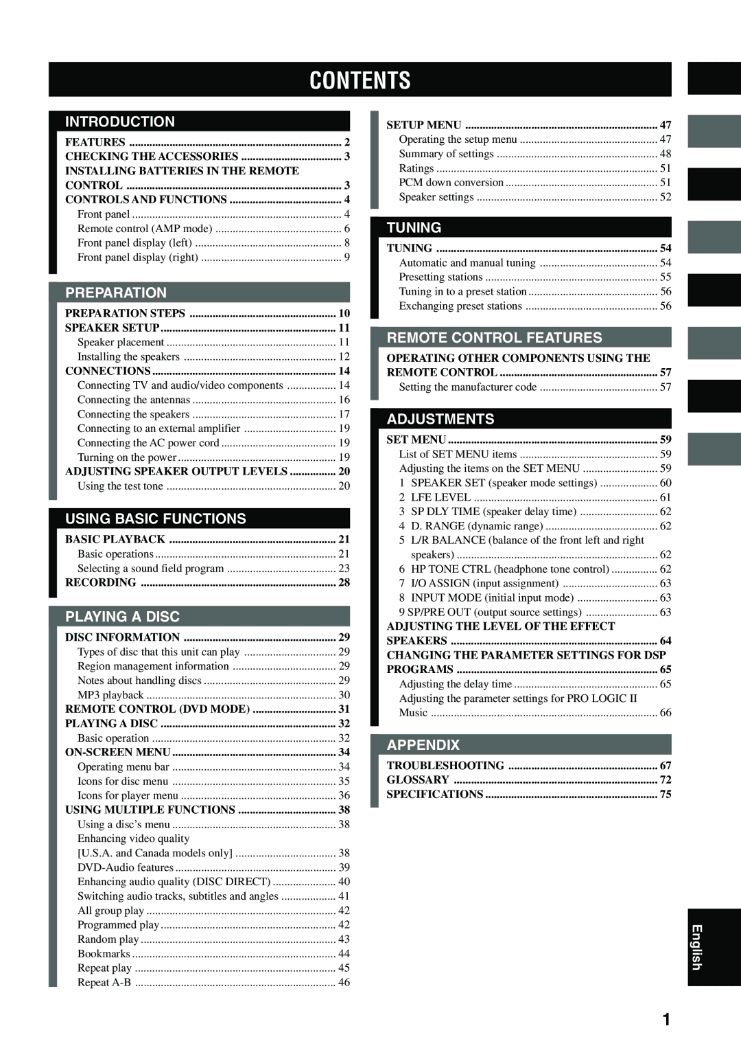 Yamaha DVX-S100 owner manual Contents 