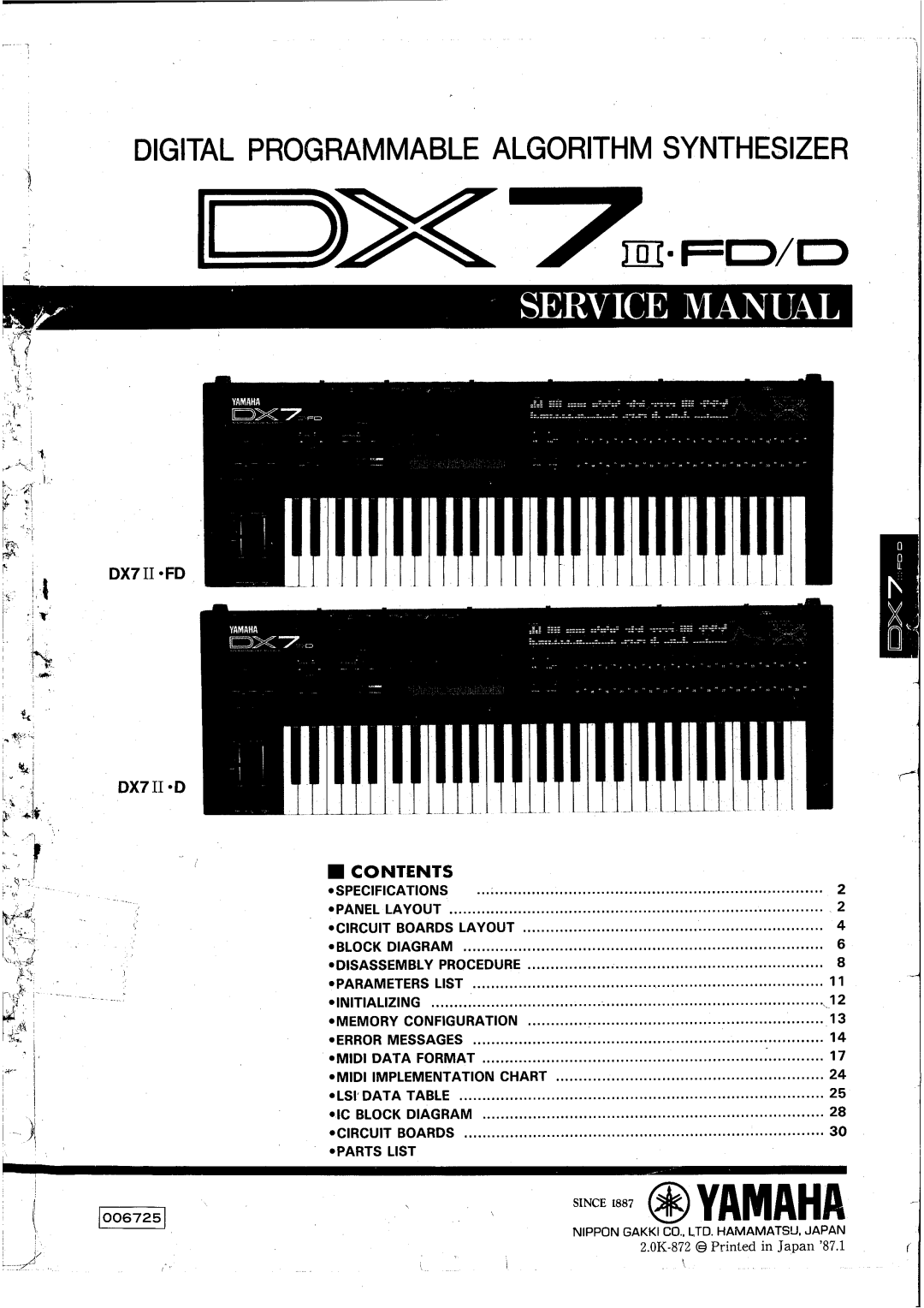 Yamaha DX7 II FD manual 