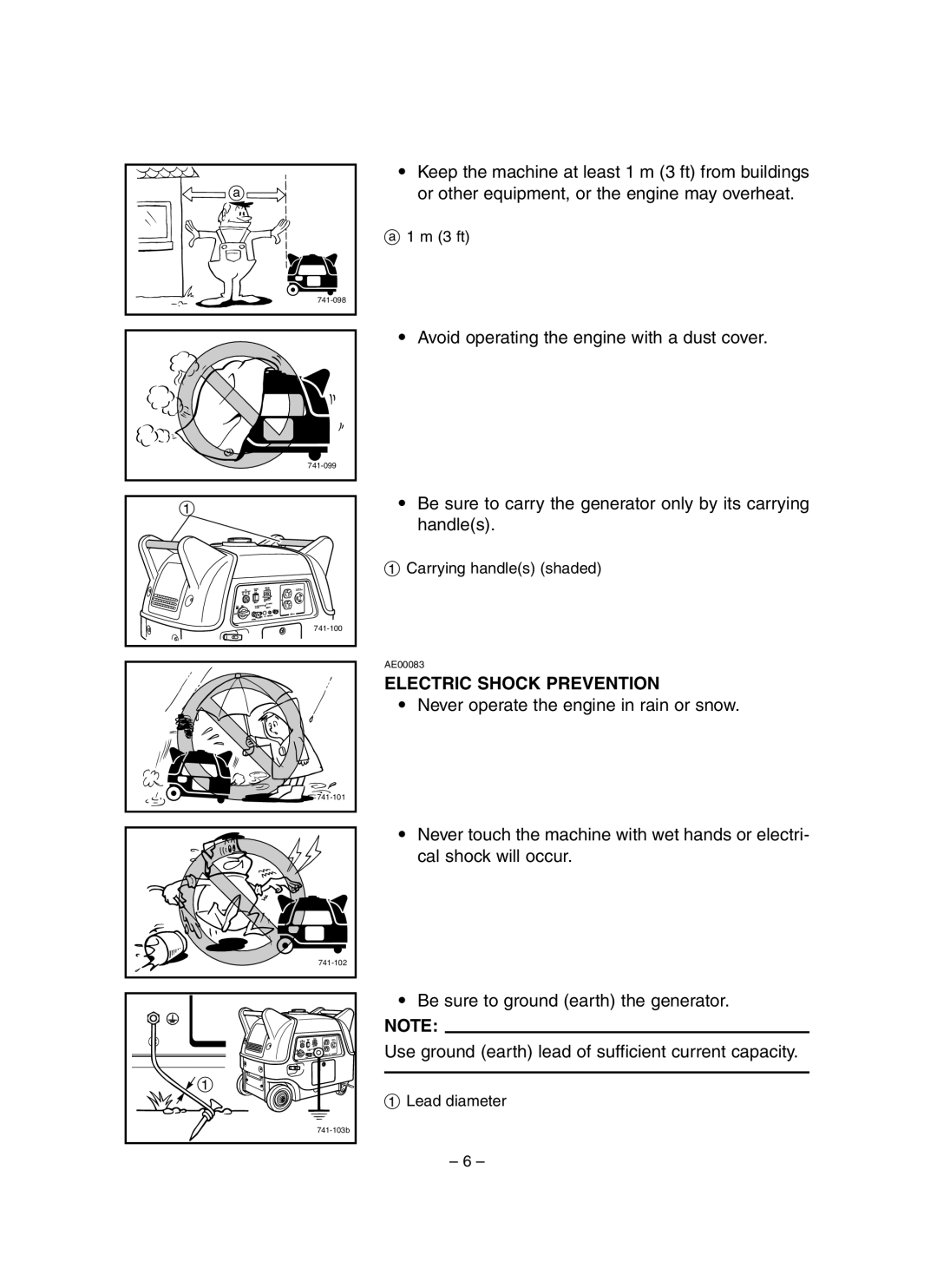 Yamaha EF3000iSE, EF3000iSEB owner manual Electric Shock Prevention 