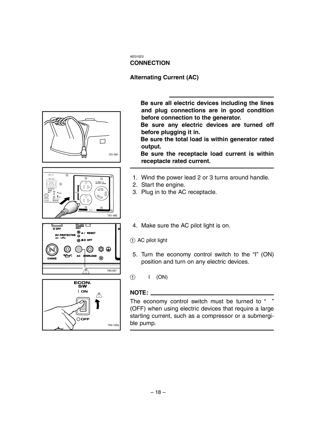 Yamaha EF3000iSE, EF3000iSEB owner manual AE01023 