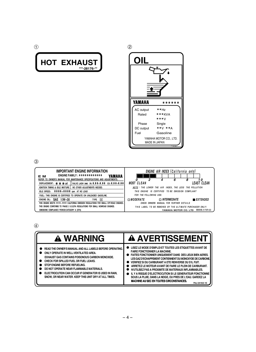 Yamaha EF3000iSE, EF3000iSEB owner manual Oil 