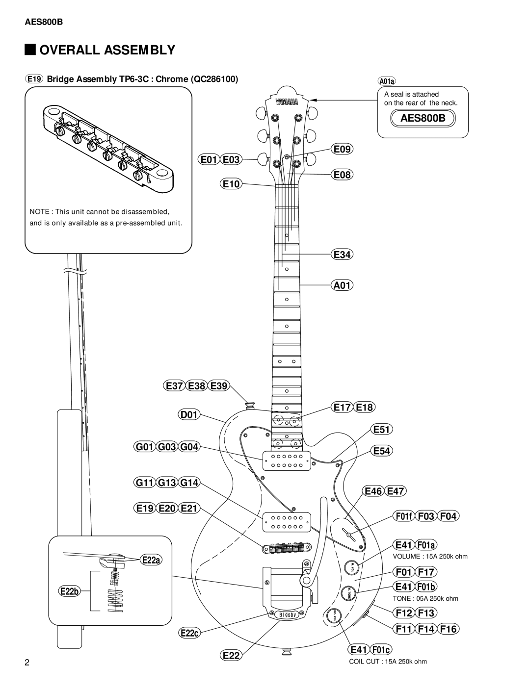 Yamaha EG 011456 service manual Overall Assembly, AES800B 