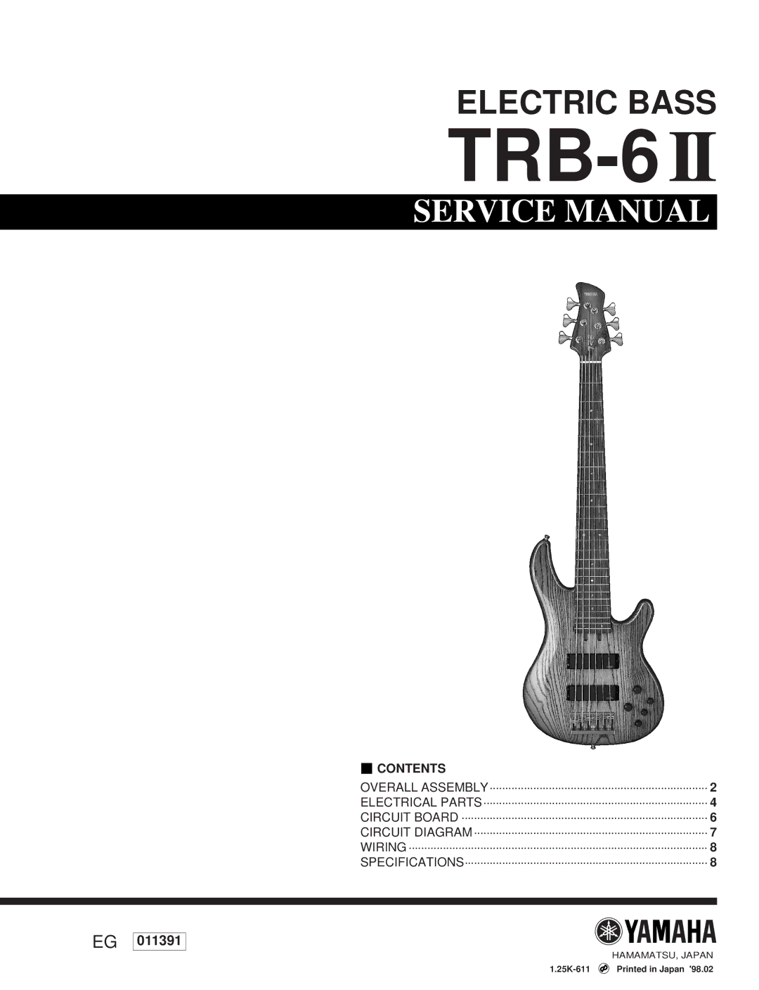 Yamaha 11391, ELECTIC BASS TRB-6 2 service manual 