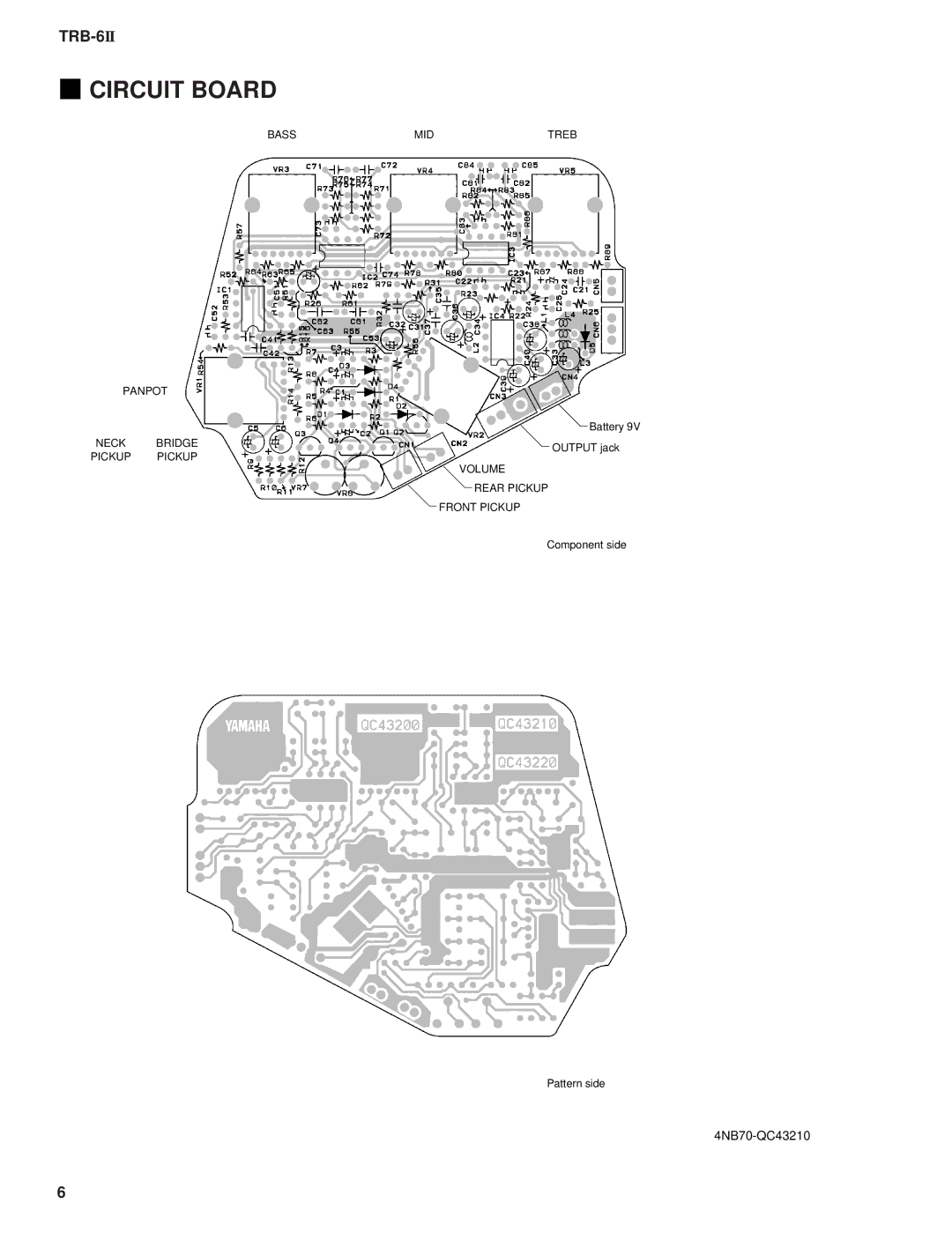 Yamaha ELECTIC BASS TRB-6 2, 11391 service manual Circuit Board 