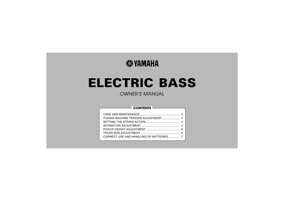 Yamaha Electric Bass owner manual 