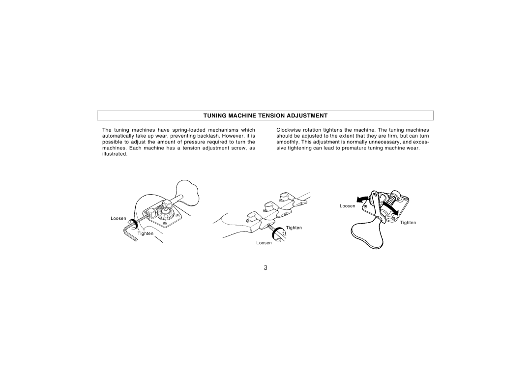 Yamaha Electric Bass owner manual Tuning Machine Tension Adjustment 