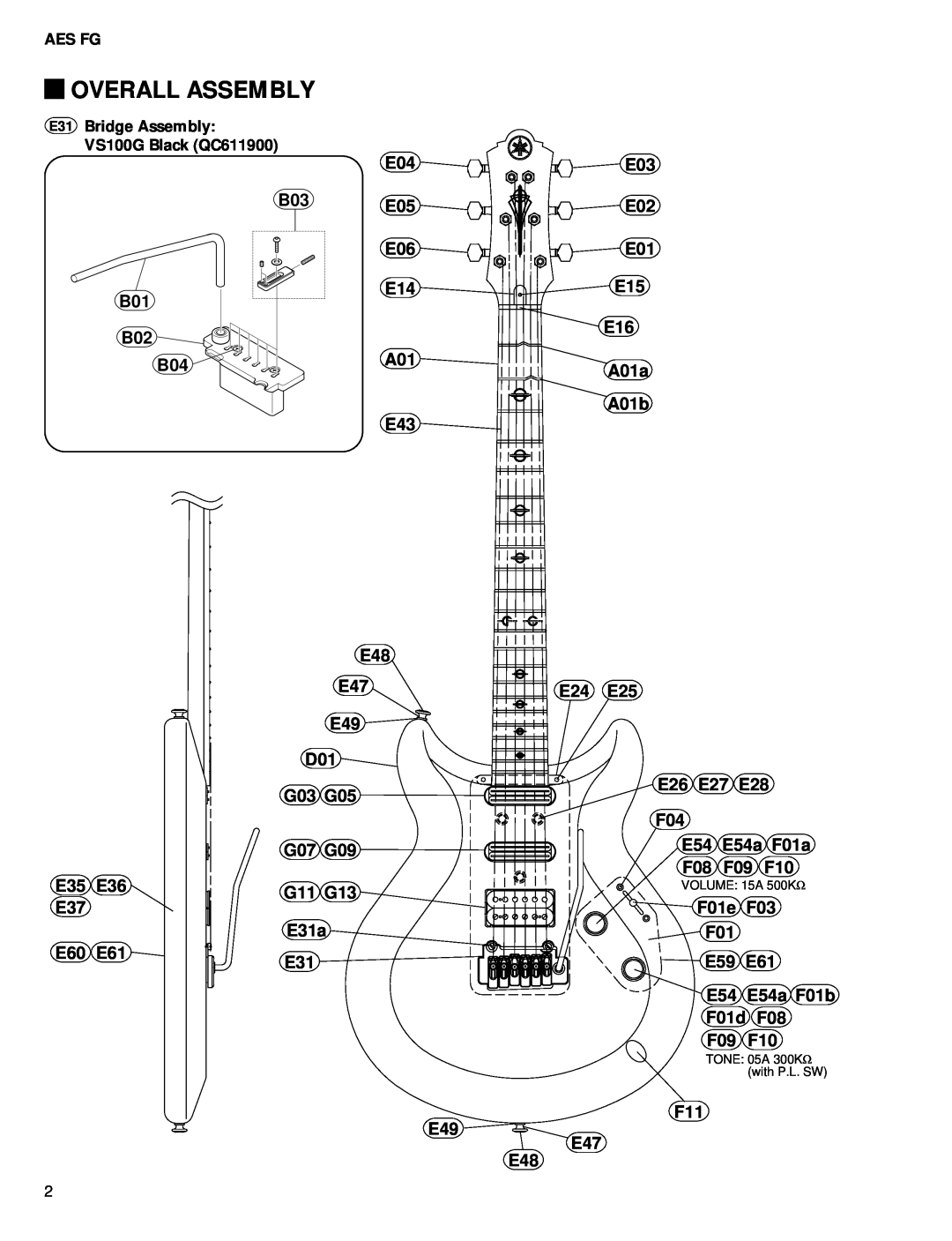Yamaha Electric Guitar AES FG, 11575 service manual Overall Assembly 