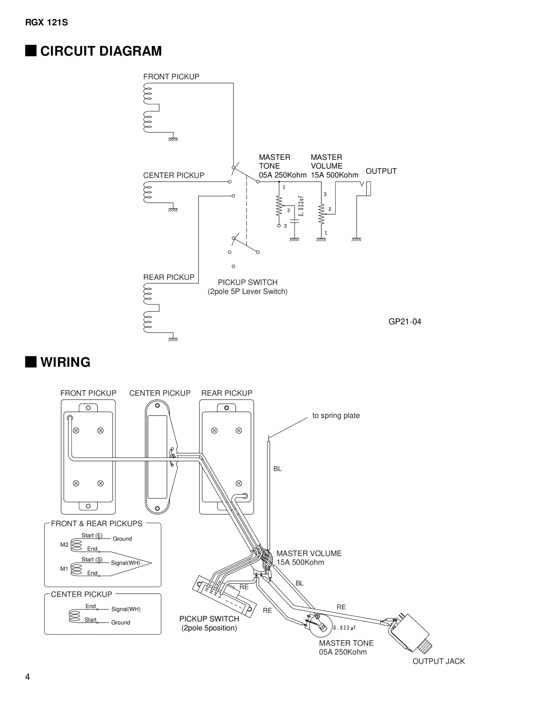 Yamaha Electric Guitar, EG 011535 service manual Circuit Diagram, Wiring 