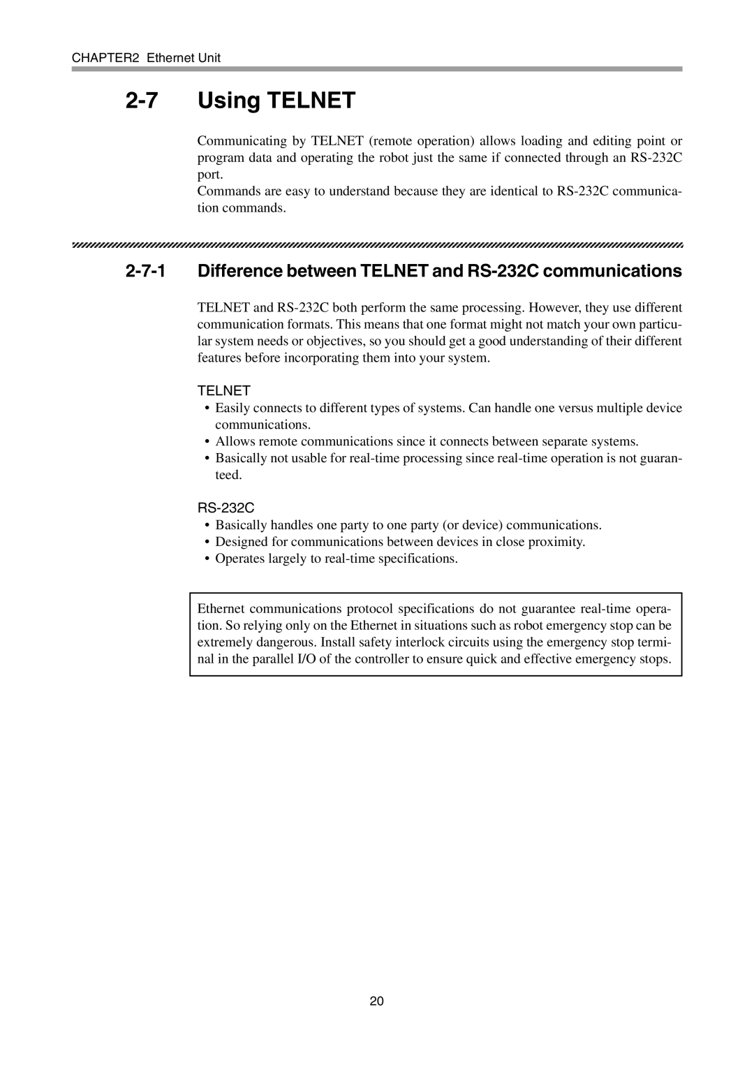 Yamaha SRCD, ERCX, DRCX, SRCX user manual Using Telnet, Difference between Telnet and RS-232C communications 