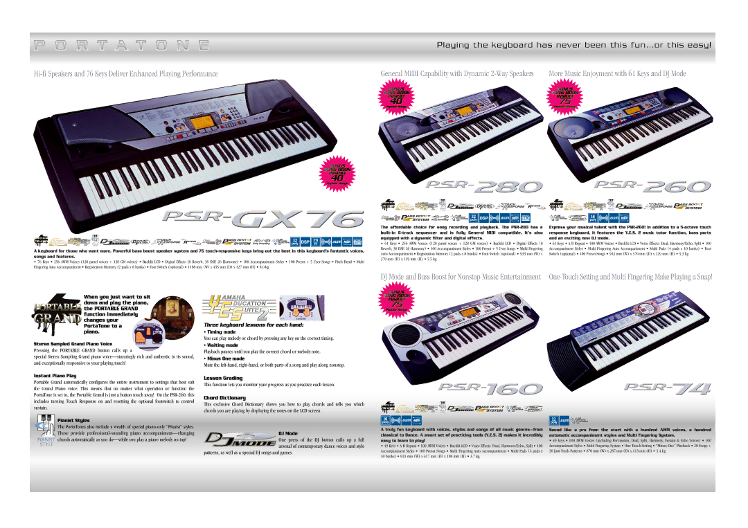 Yamaha ES manual Playing the keyboard has never been this fun…or this easy 