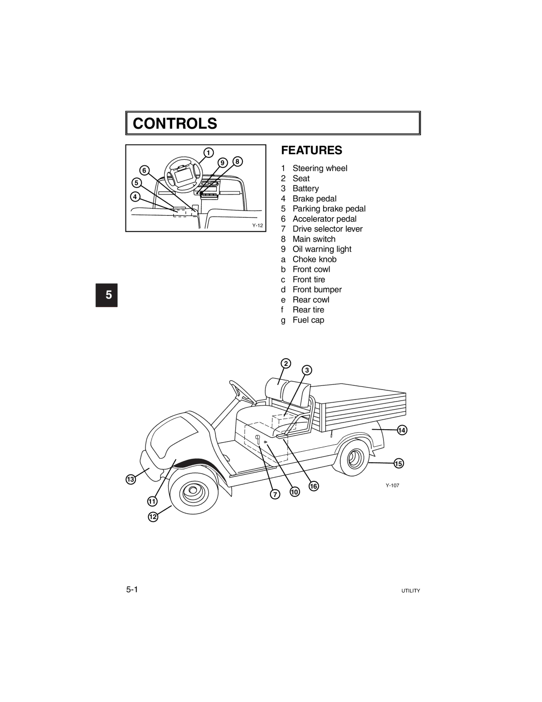 Yamaha G21A manual Controls, Features 