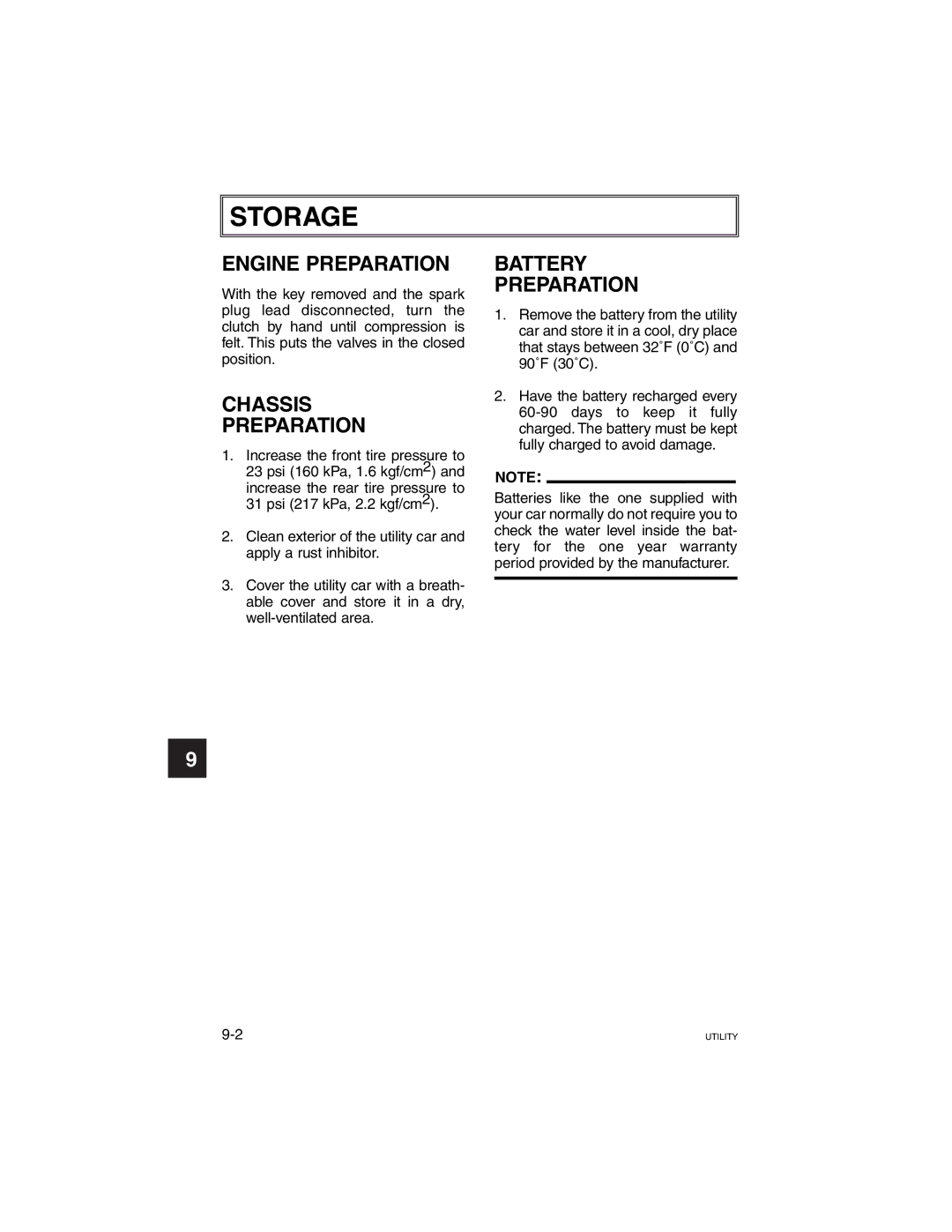 Yamaha G21A manual Engine Preparation, Chassis, Battery Preparation 