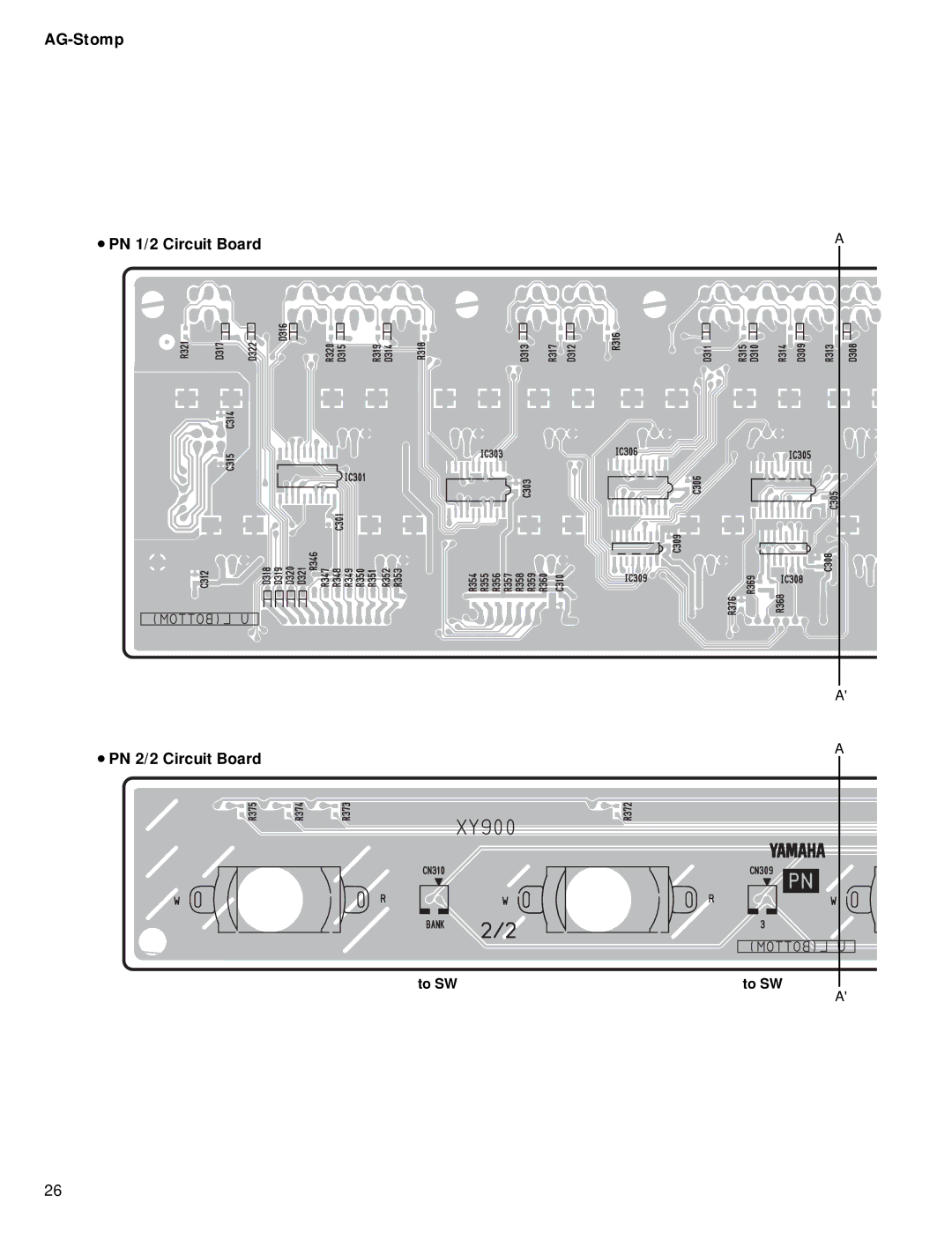 Yamaha GA 011589 service manual AG-Stomp PN 1/2 Circuit Board PN 2/2 Circuit Board 