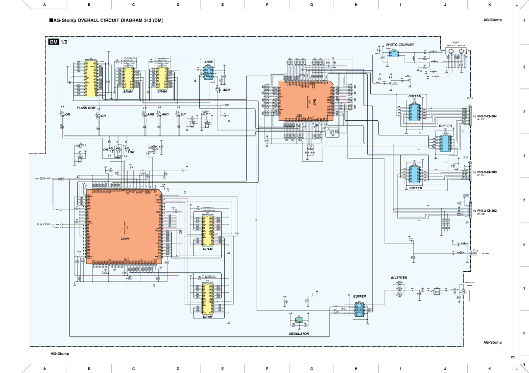 Yamaha GA 011589 service manual AG-Stomp Overall Circuit Diagram 3/3 DM 