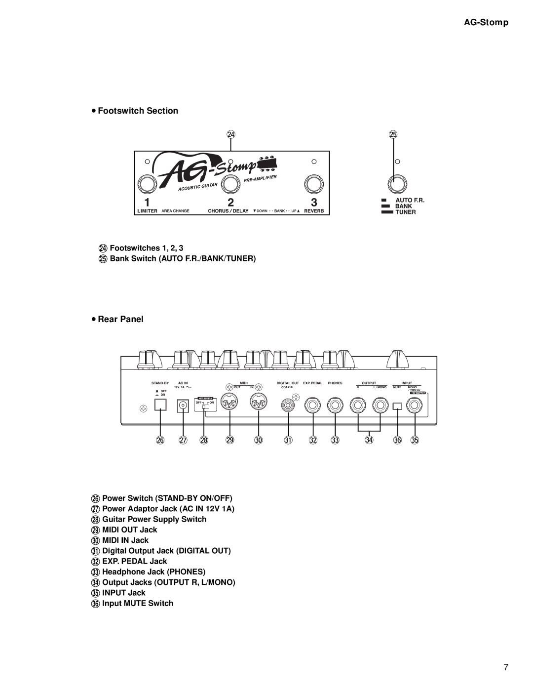 Yamaha GA 011589 service manual AG-Stomp Footswitch Section 