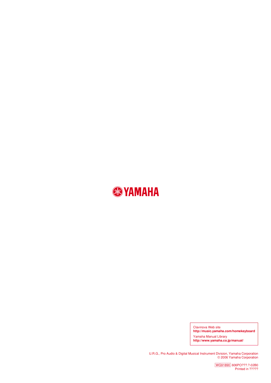 Yamaha H01 owner manual WG91890 