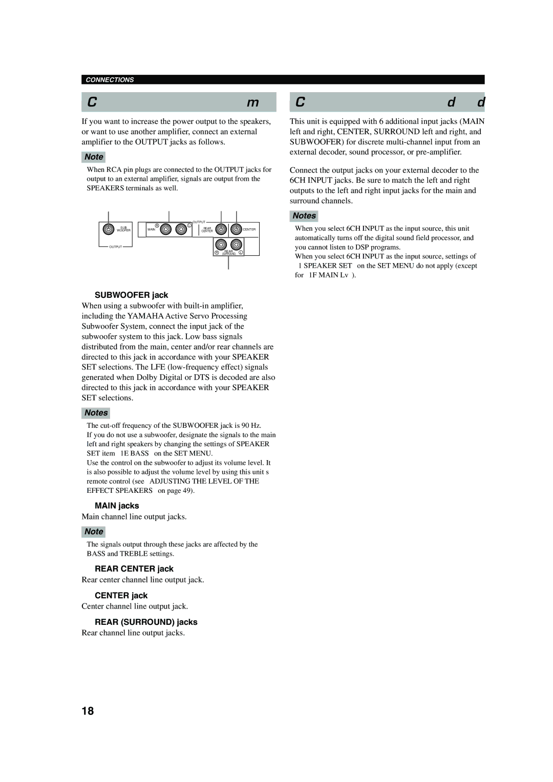 Yamaha HTR-5560 owner manual Connecting an external decoder 