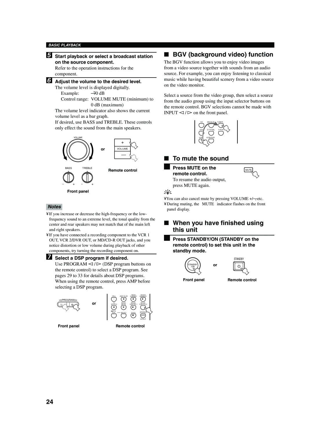 Yamaha HTR-5560 owner manual BGV background video function, To mute the sound, When you have finished using this unit 