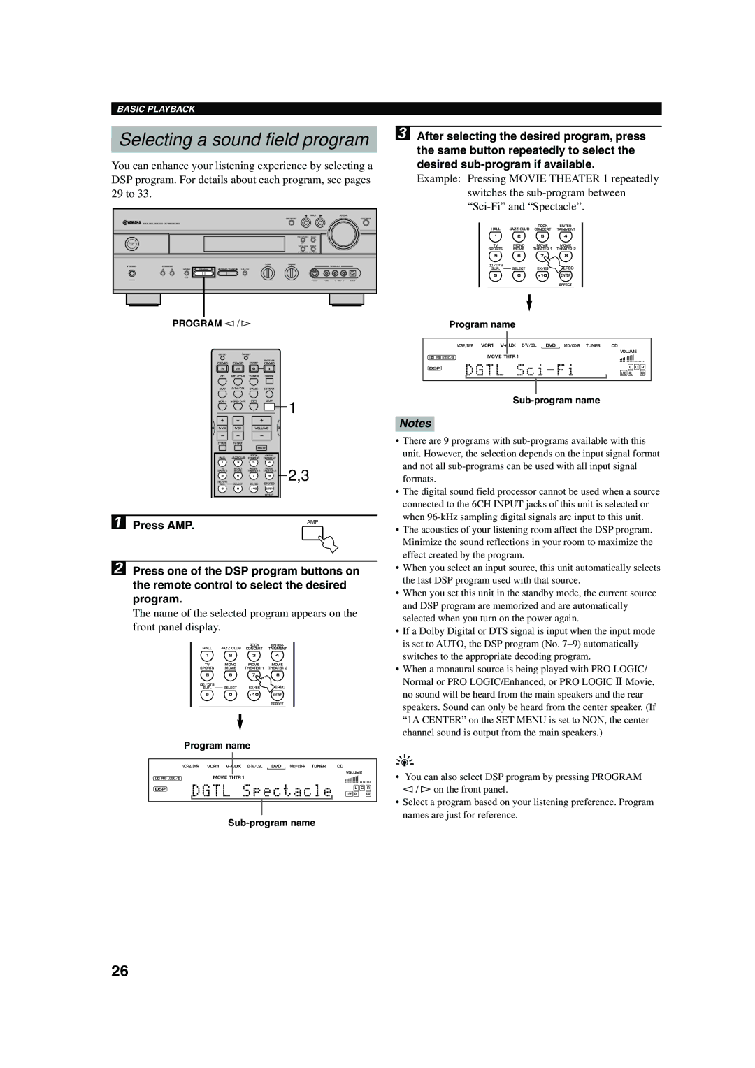 Yamaha HTR-5560 owner manual Program l / h, Sub-program name Program name 