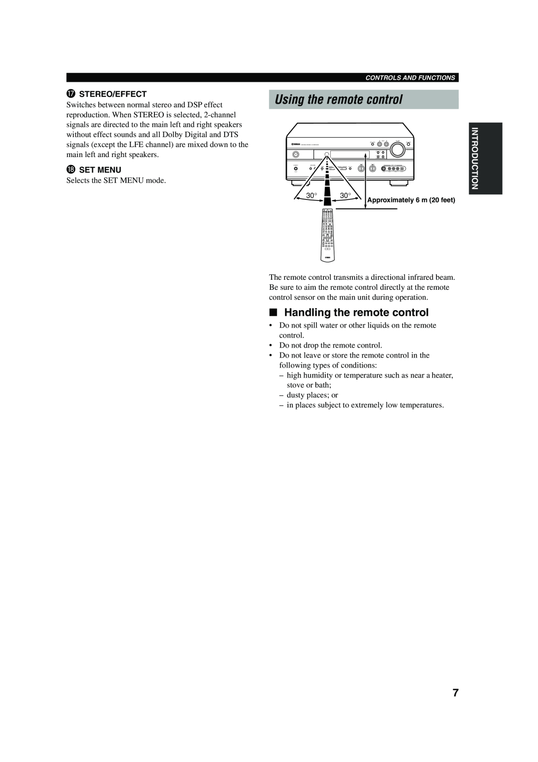 Yamaha HTR-5560 owner manual Using the remote control, Handling the remote control 