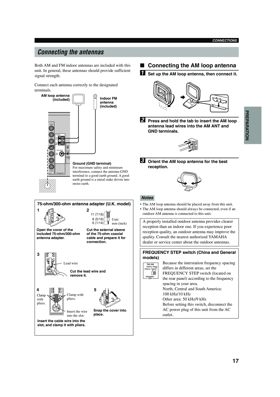 Yamaha HTR-5560 owner manual Connecting the antennas, Connecting the AM loop antenna 