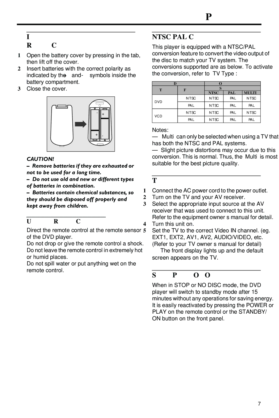 Yamaha HTR-5630RDS owner manual Inserting batteries into the Remote Control, NTSC/PAL Conversion, Turning on the power 