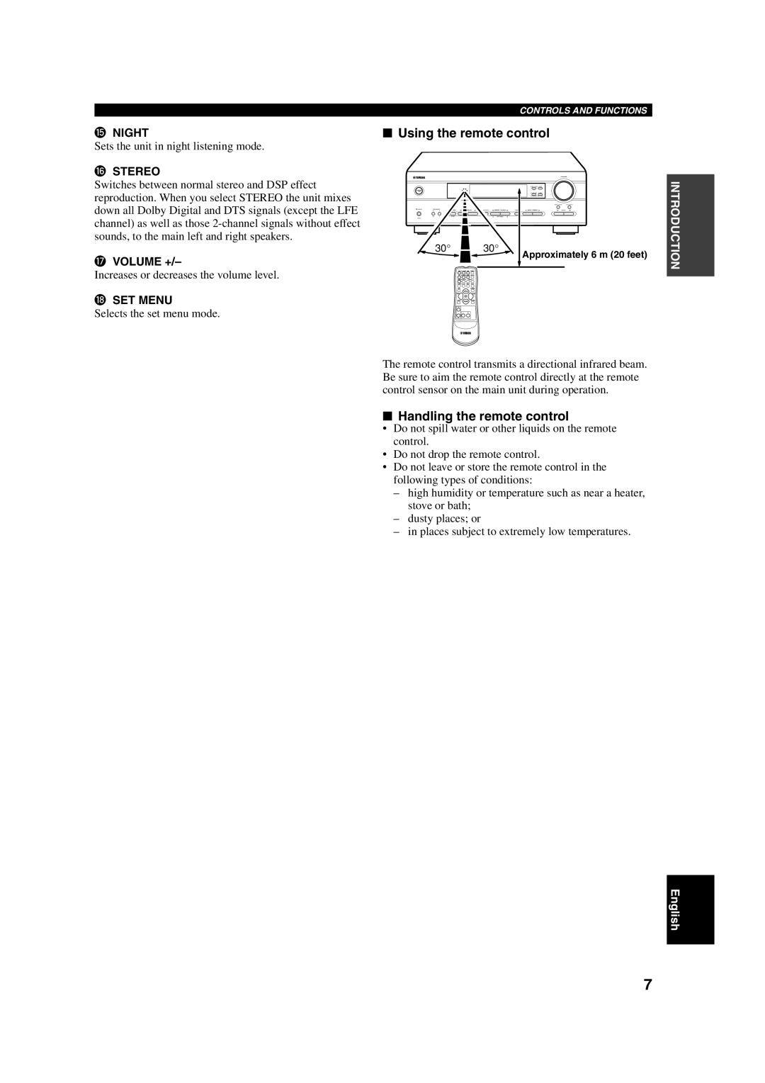 Yamaha HTR-5630RDS owner manual Using the remote control, Handling the remote control 