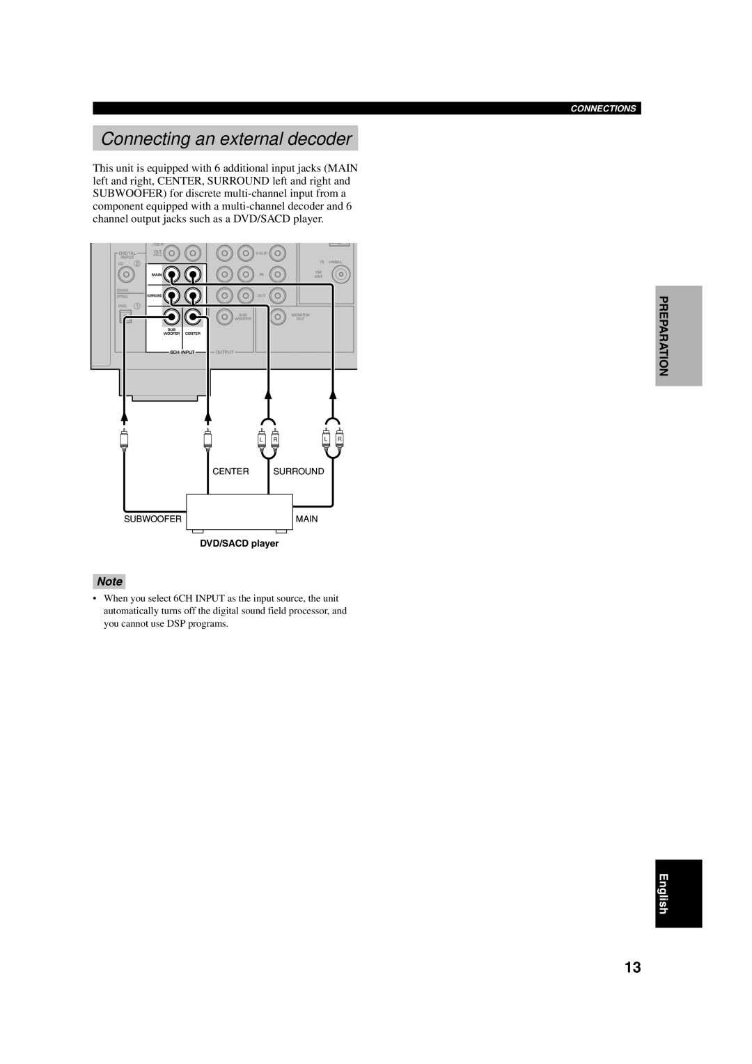 Yamaha HTR-5630RDS owner manual Connecting an external decoder 